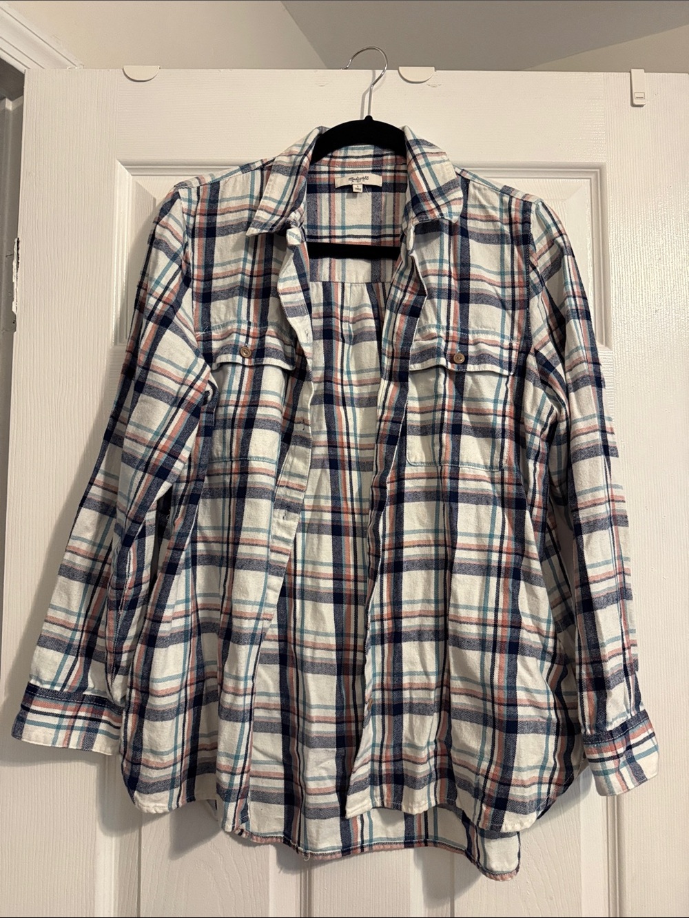 Madewell Plaid Button-Down Shirt in Cream, Navy & Rust